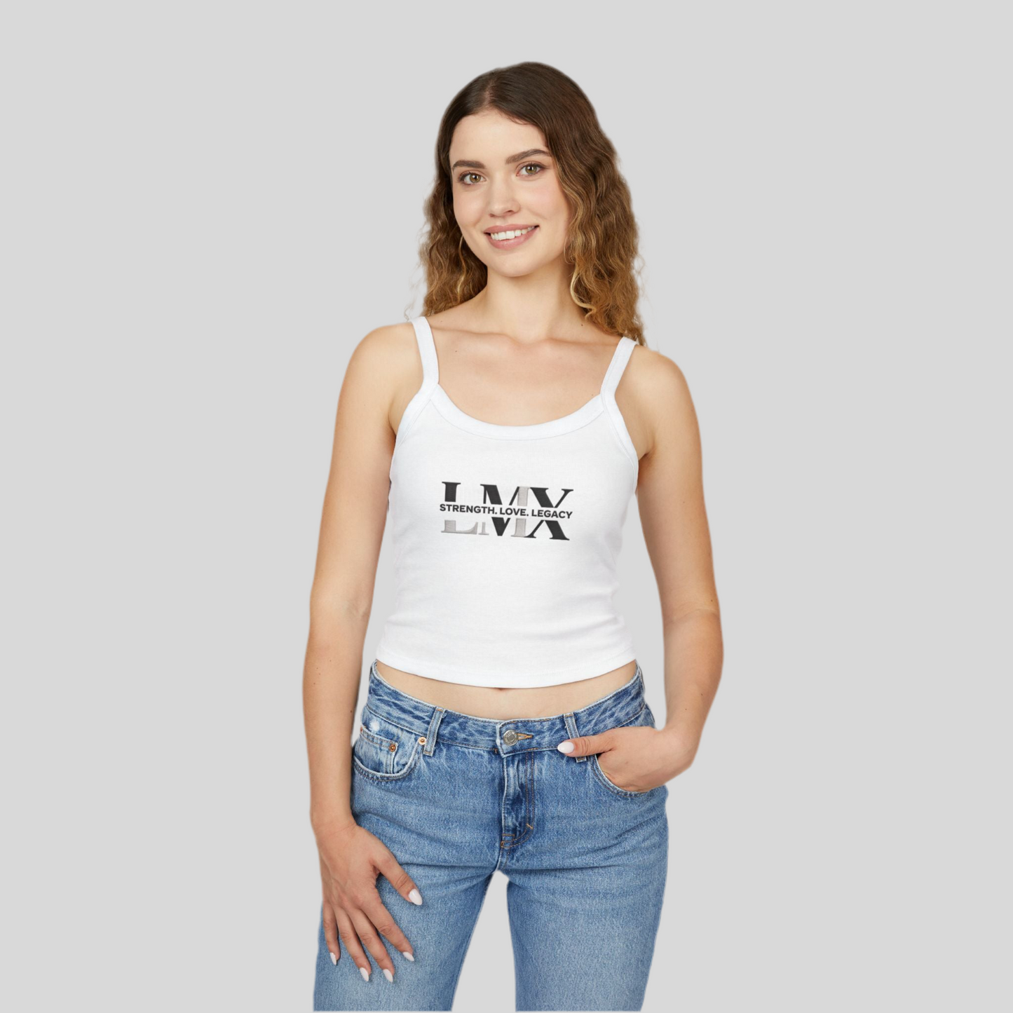 LMX Inspirational Women’s Spaghetti Strap Tank Top – Strength, Love, Legacy