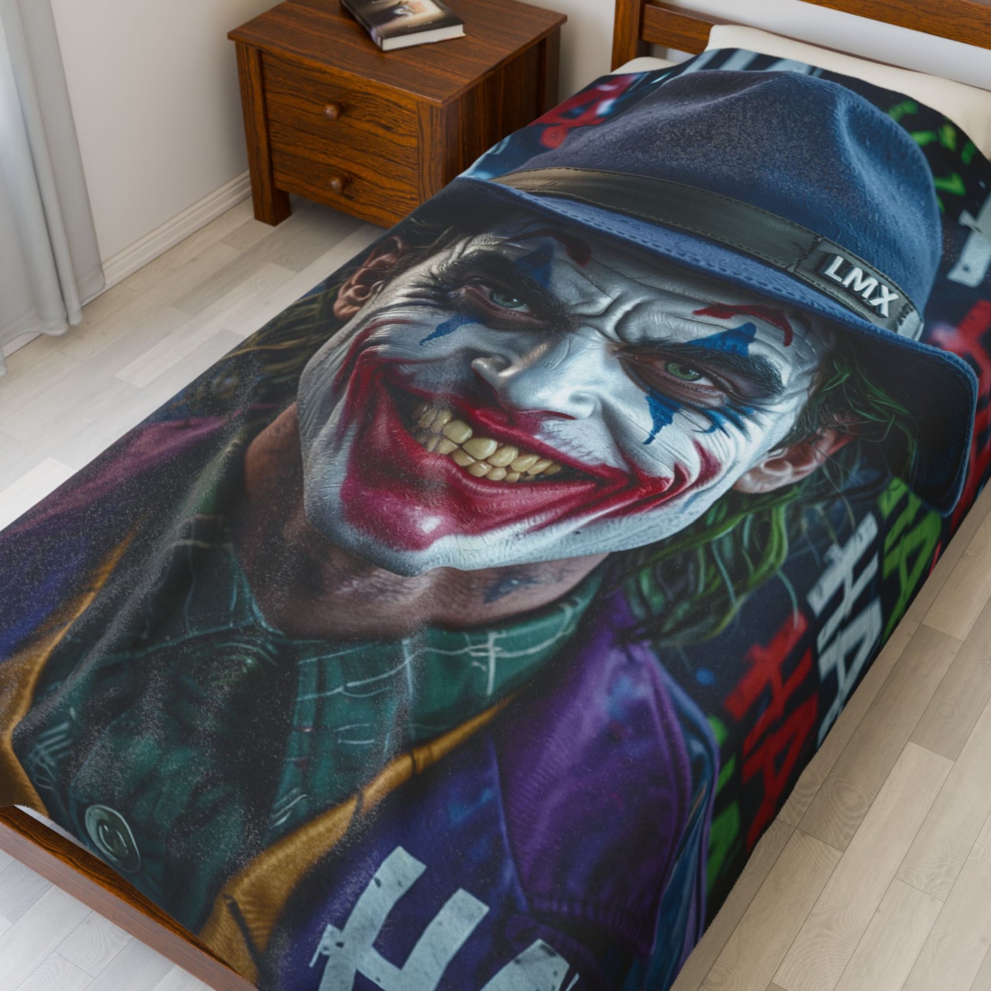 LMX “Madness in Motion” Fleece Blanket – Joker Graffiti Glitch Edition