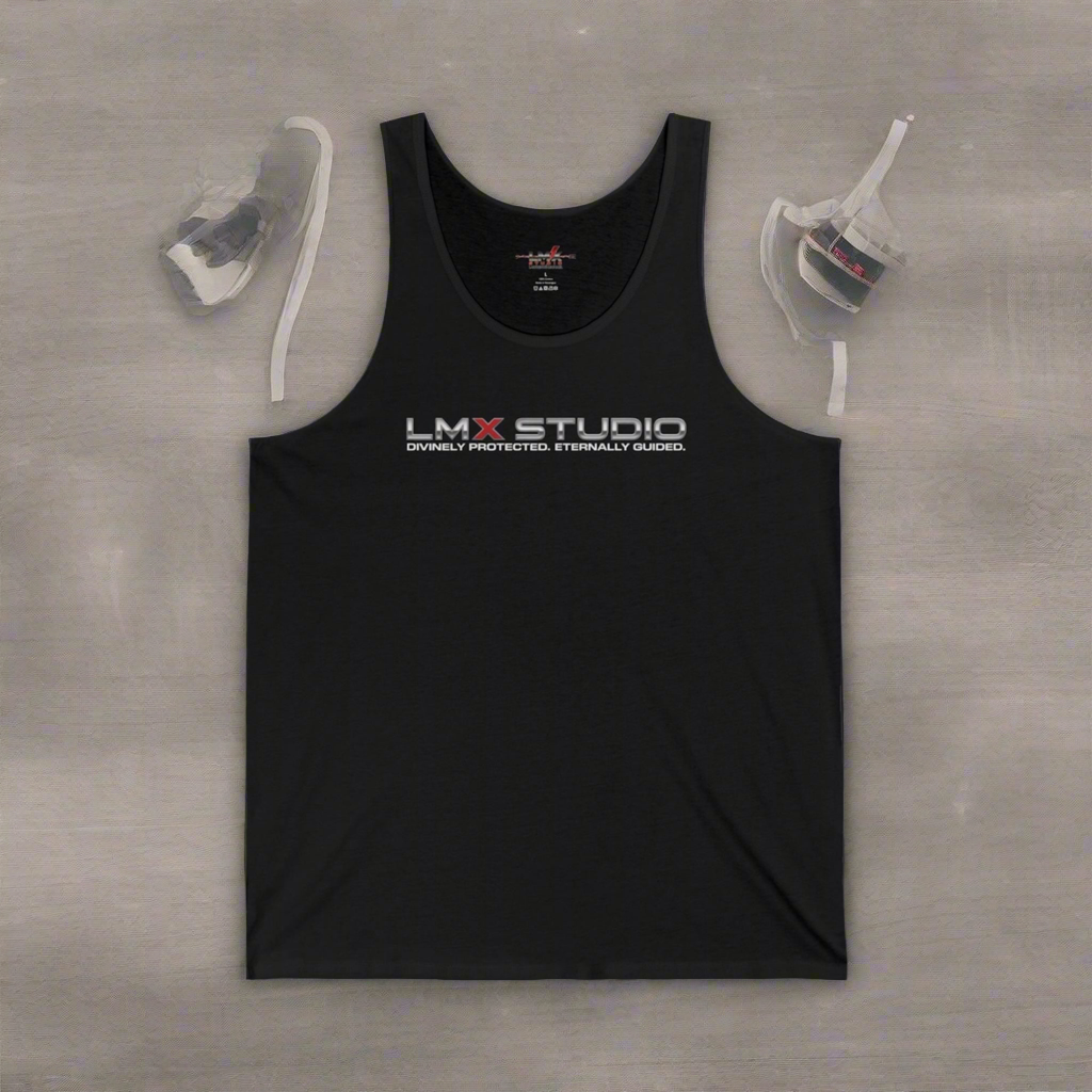 LMX Studio Tank Top 002 Black Sleeveless Shirt Built Different Divinely Protected