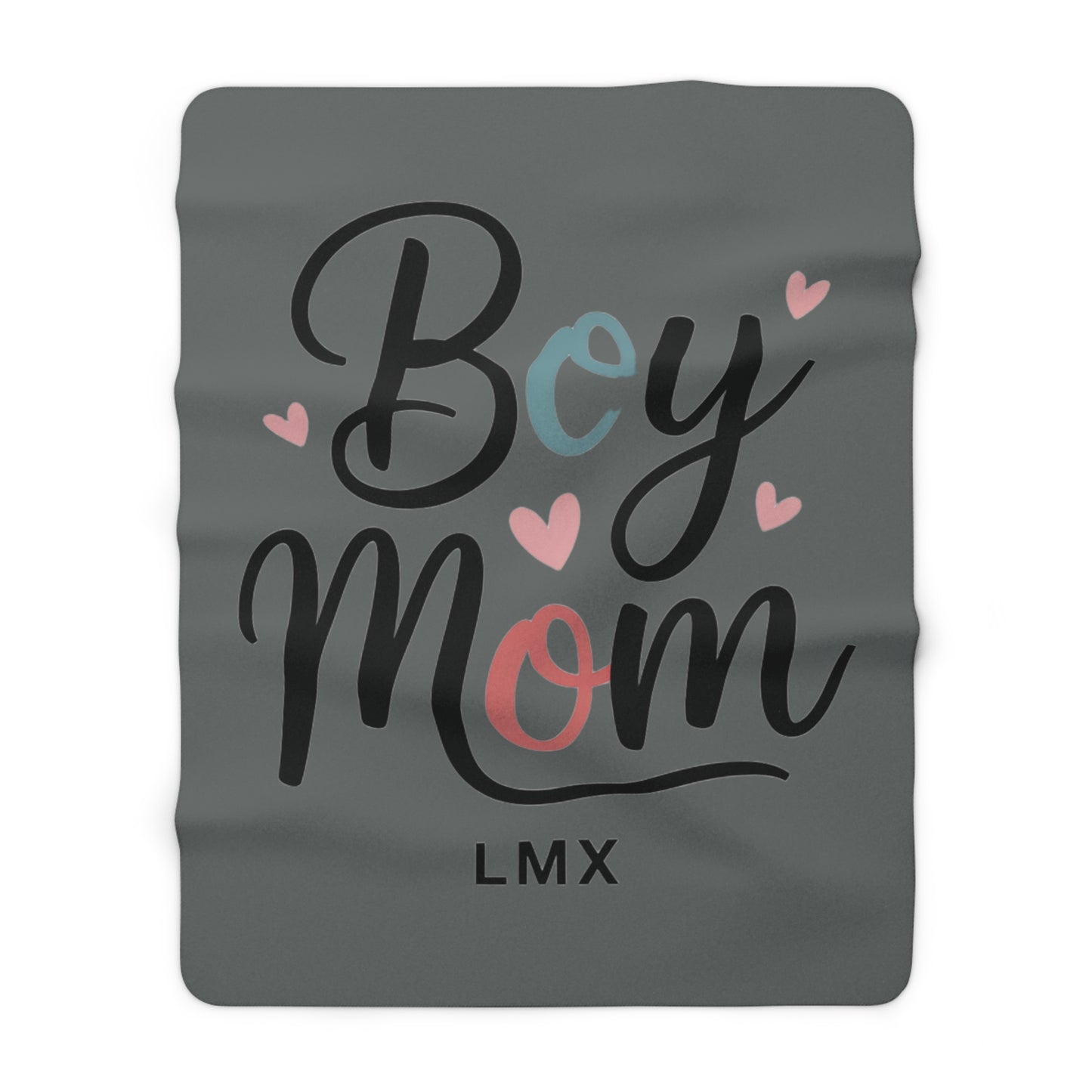 LMX Designs-Sherpa Fleece Blanket - Boy Mom Dark Gray