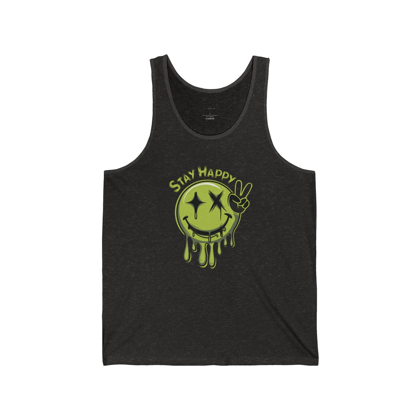 LMX- Stay Happy Unisex Tank Top- Fun and Trendy Graphic Tee for Summer Vibes