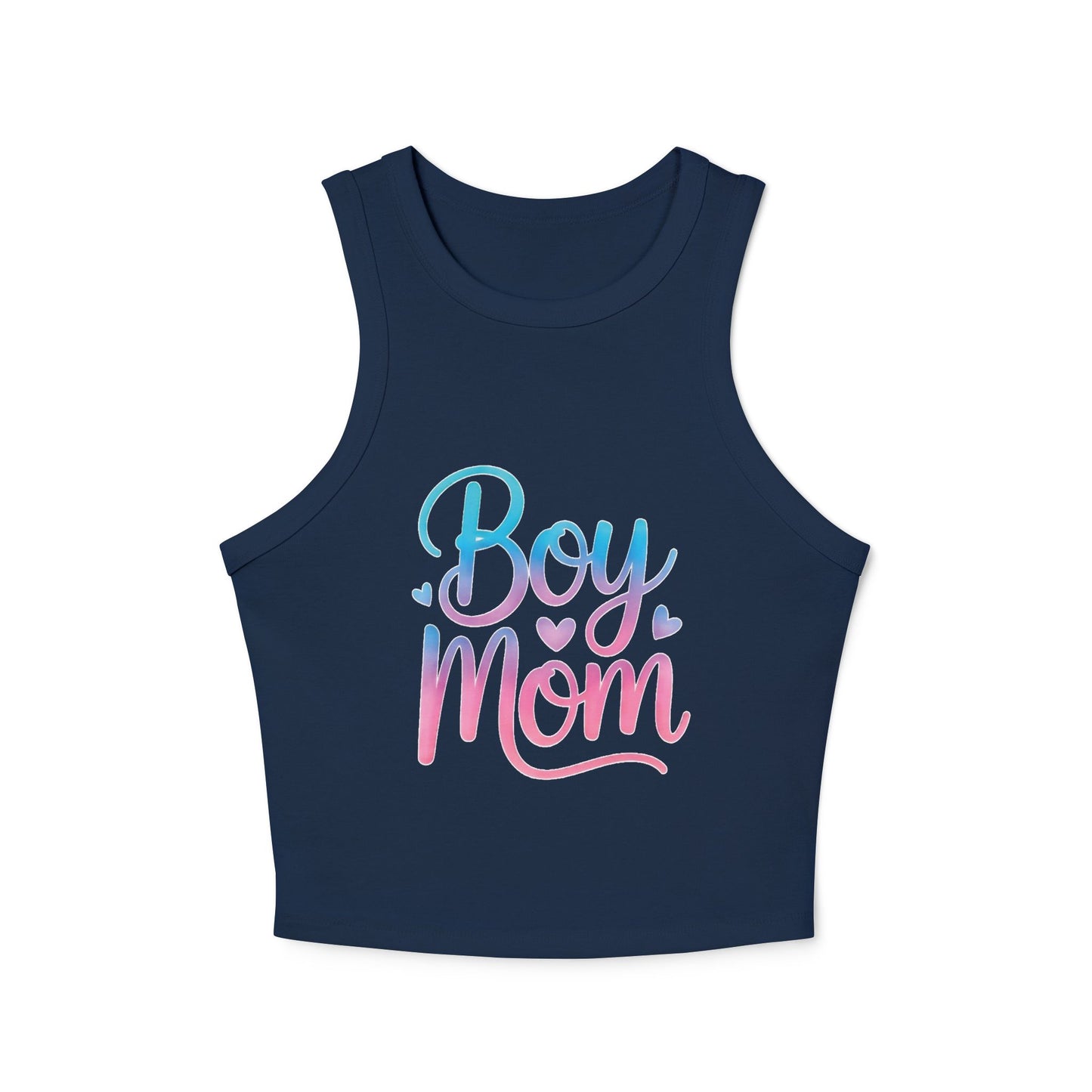 LMX Designs Women’s Micro Rib Racer Tank – Boy Mom Edition
