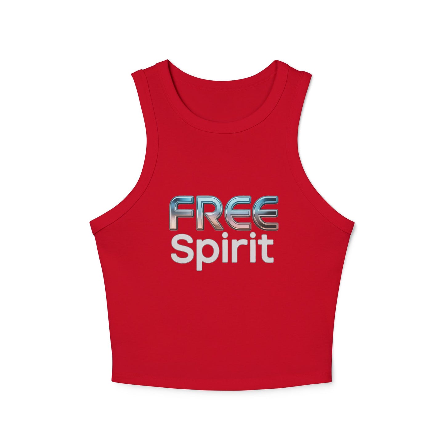LMX Designs Women’s Micro Rib Racer Tank Top with 3D Glowing Metallic ‘FREE SPIRIT’ Logo