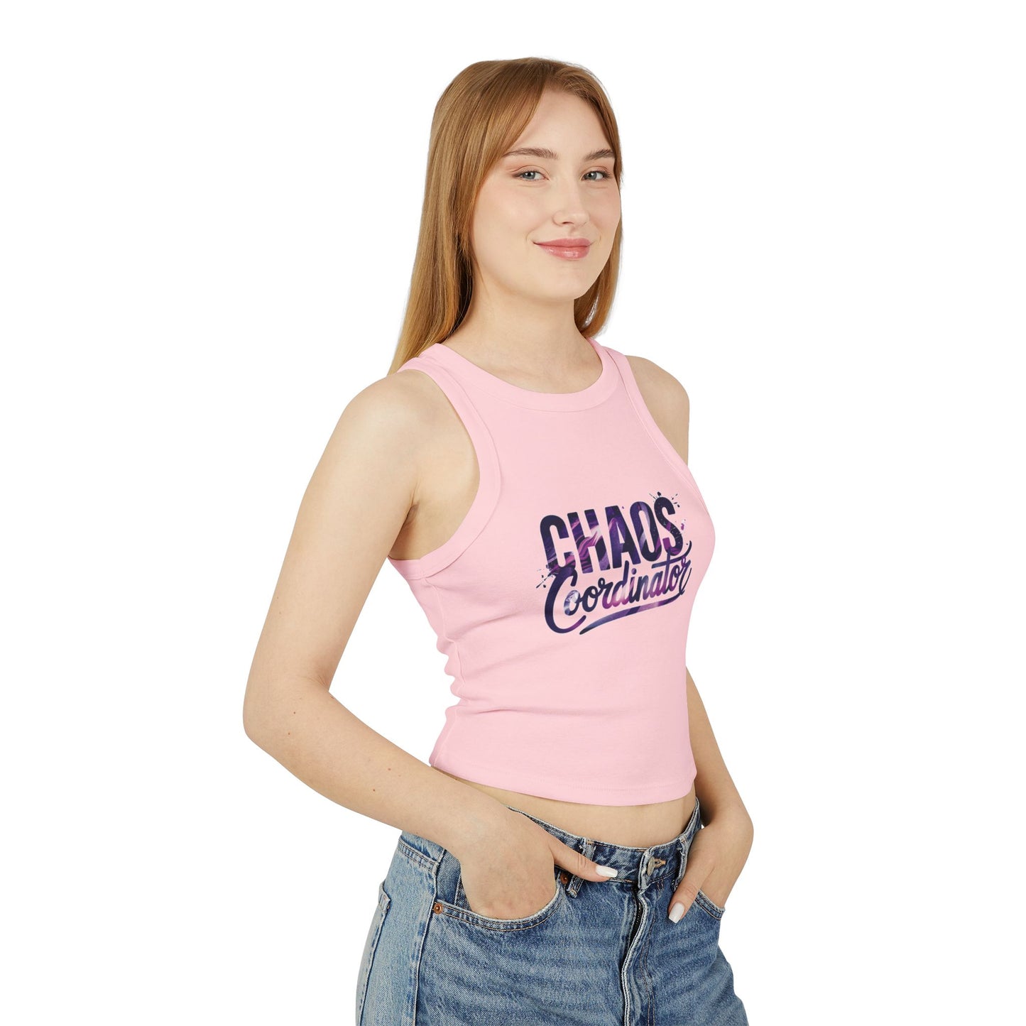 LMX Designs Chaos Coordinator Racer Tank Top - Women's Micro Rib Crop Top