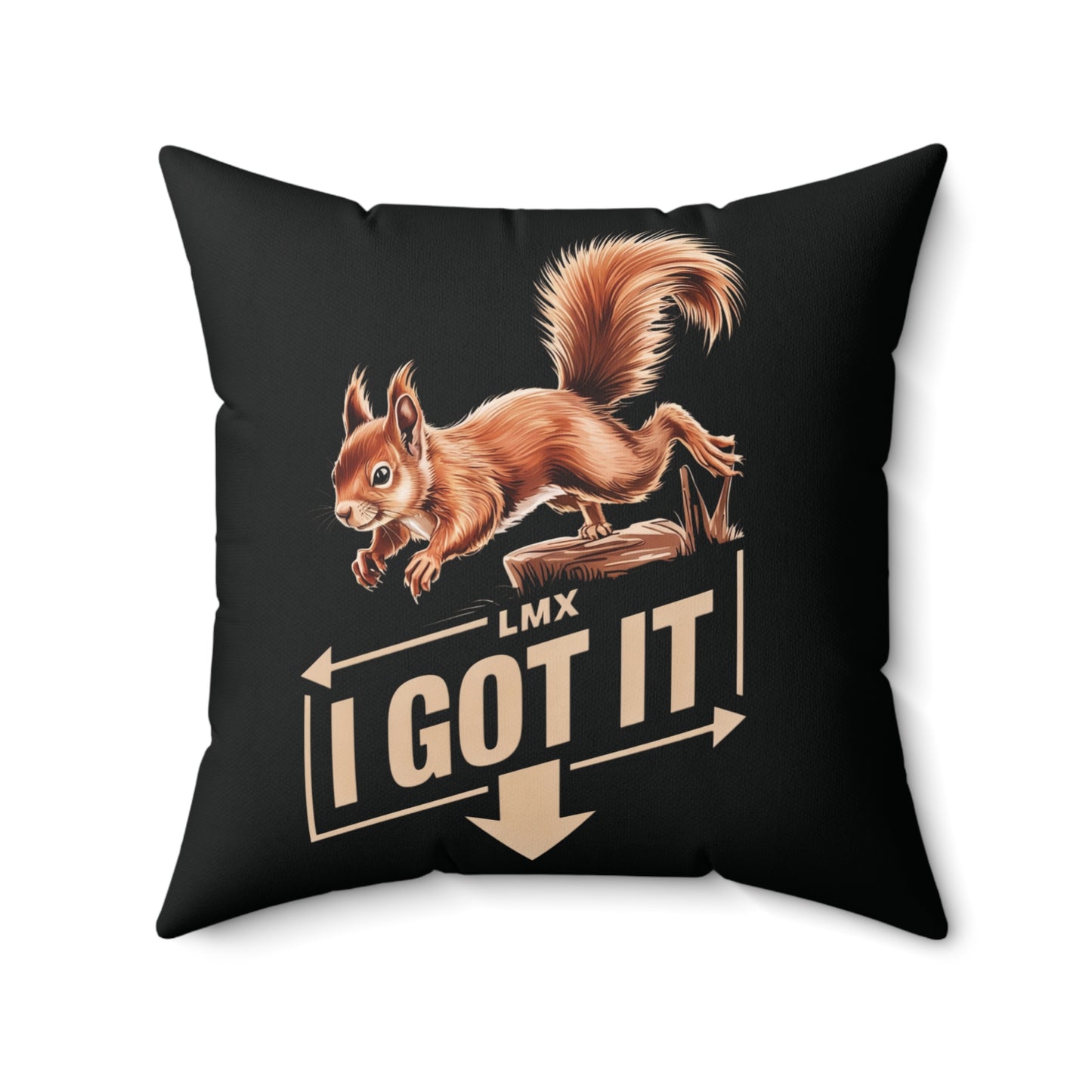 Squirrel Square Pillow - "I Got It" Decorative Cushion for Fun Home Decor