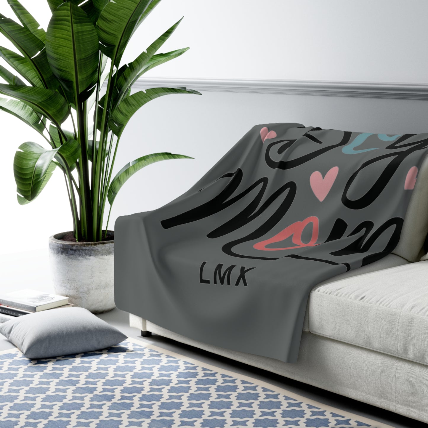 LMX Designs-Sherpa Fleece Blanket - Boy Mom Dark Gray