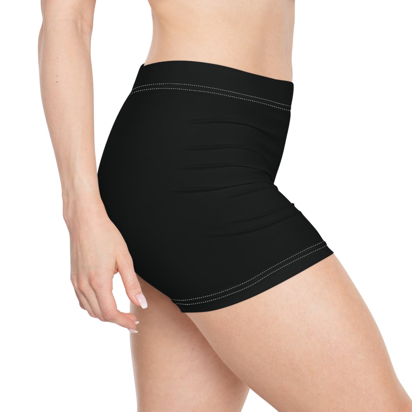 Women’s ‘Own It’ Black Spandex Shorts with Gold Accent