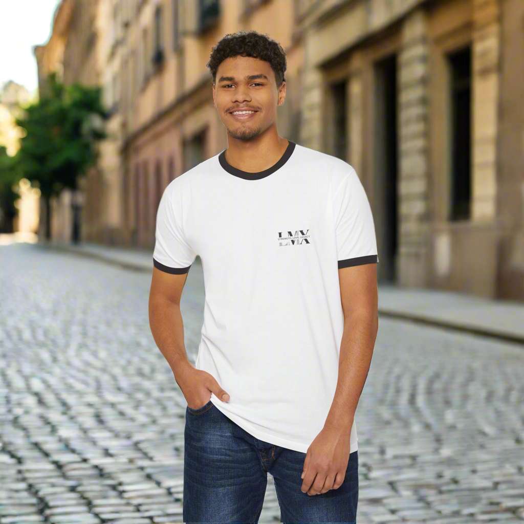 LMX Strength. Love. Legacy. Men’s Cotton Ringer T-Shirt – Retro Style, Modern Statement