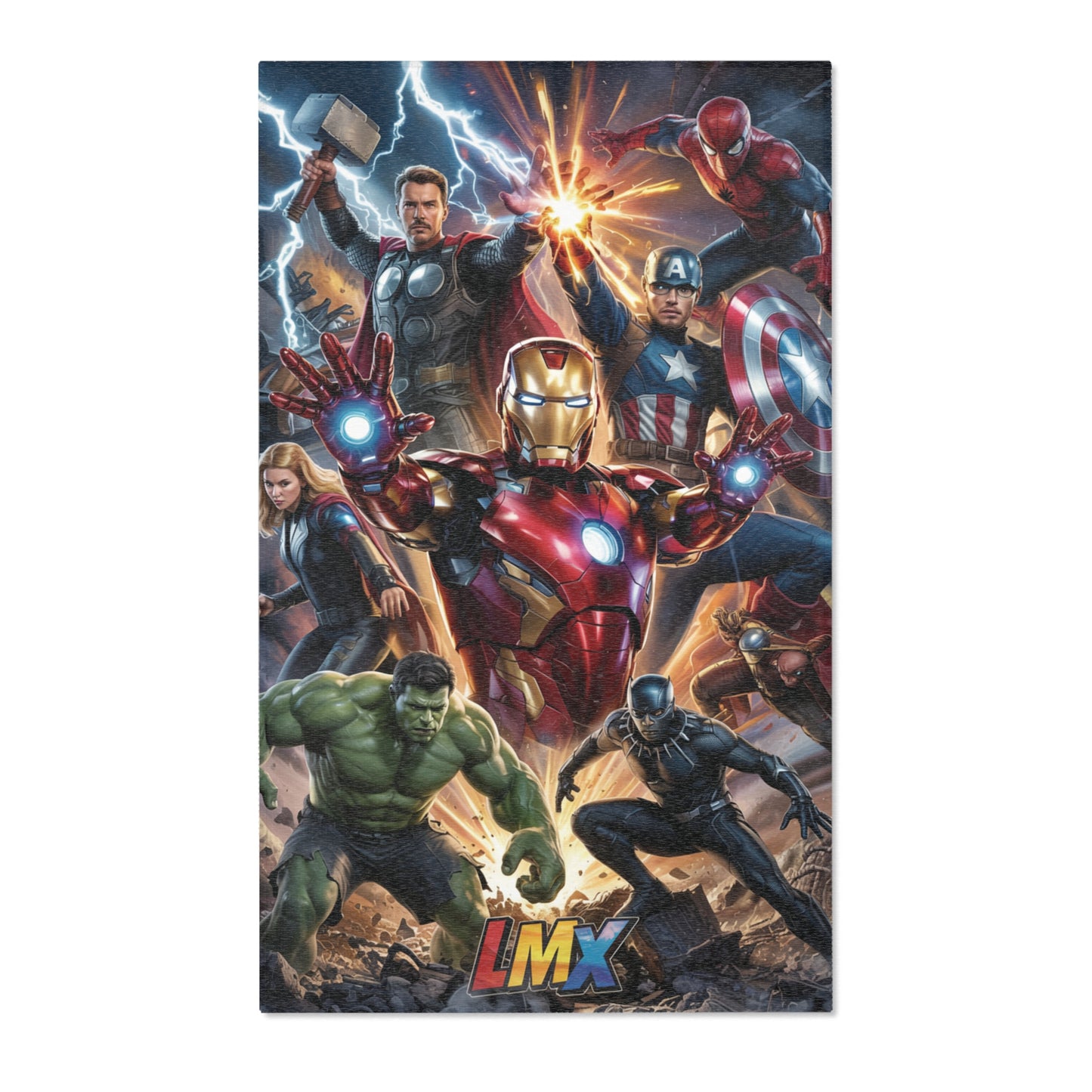 LMX Designs Superhero Legends Iconic Collage Rug