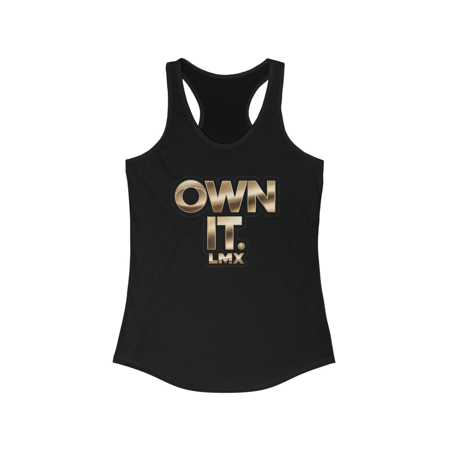 LMX- Women's Tank Top - “Own It” in luxurious metallic gold.