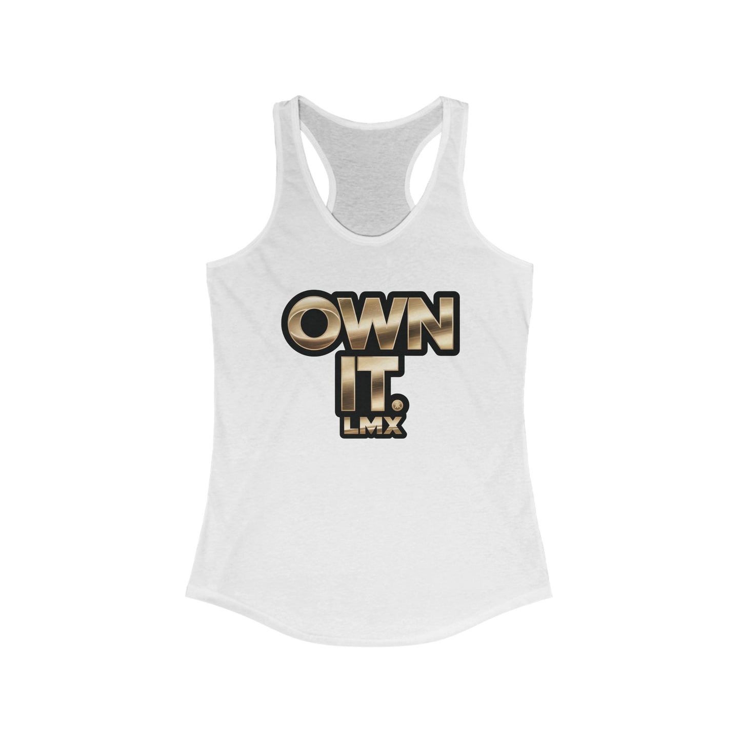 LMX- Women's Tank Top - “Own It” in luxurious metallic gold.