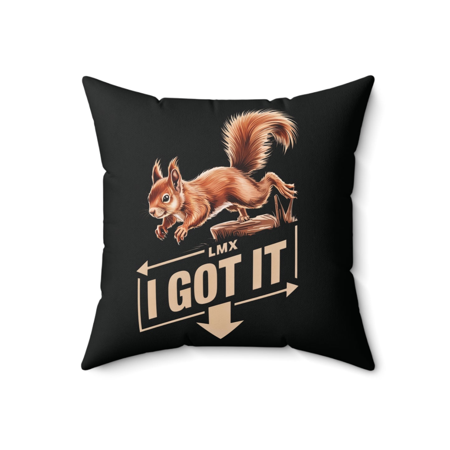 Squirrel Square Pillow - "I Got It" Decorative Cushion for Fun Home Decor