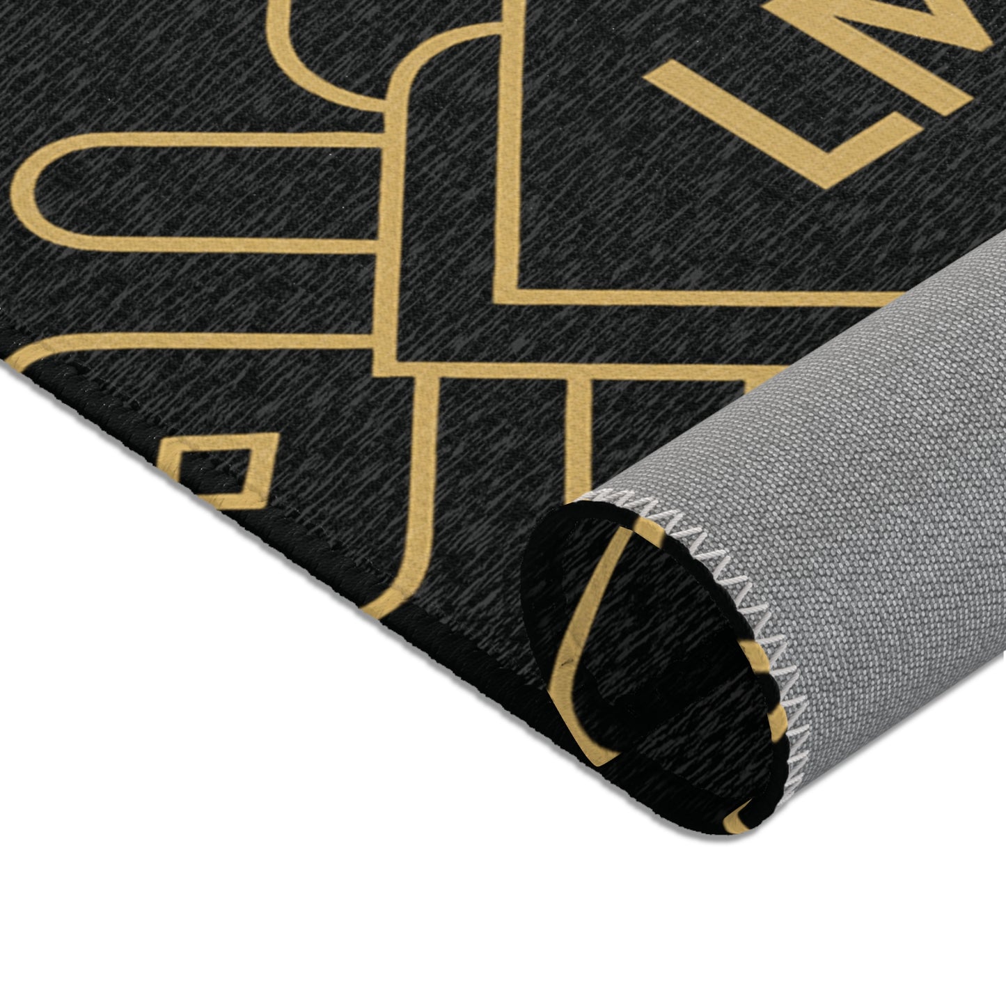 Cryptify Area Rug – LMX Signature Black & Gold Geometric Design