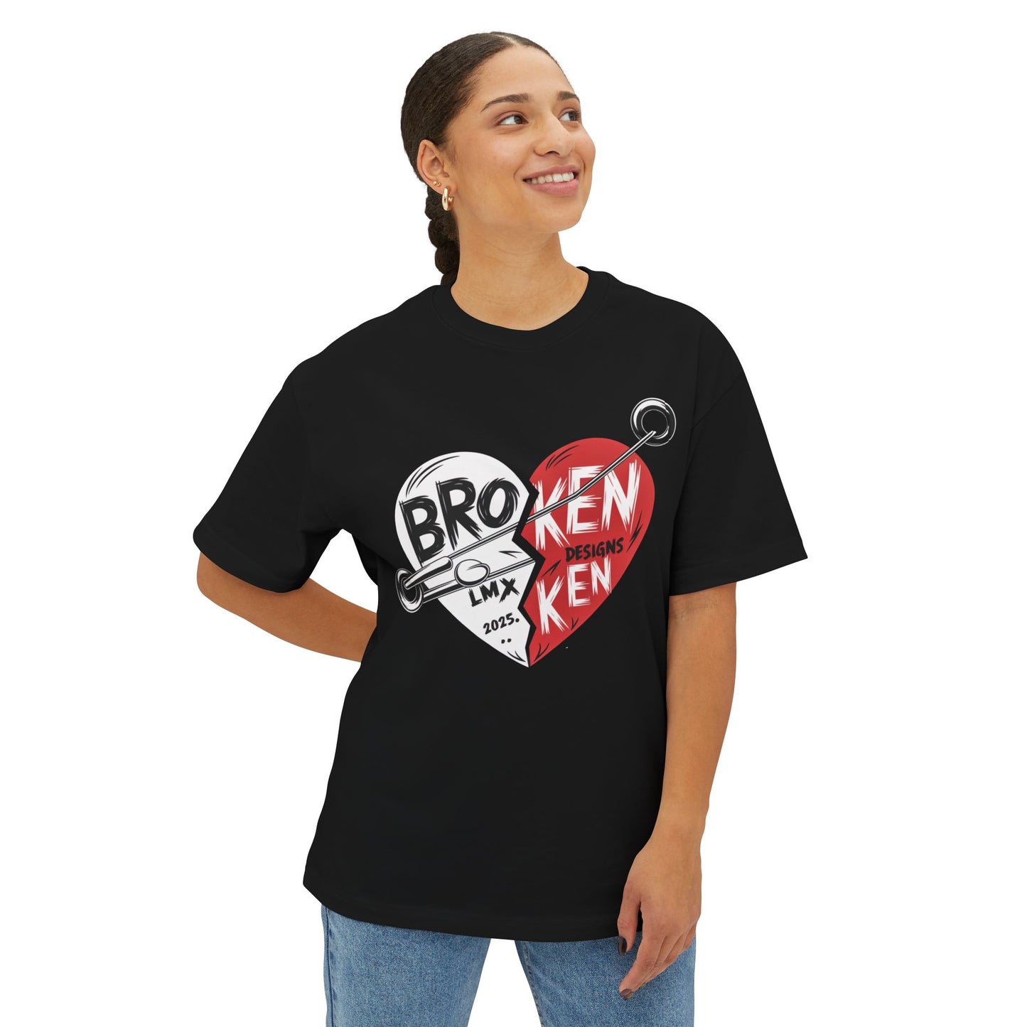 LMX Designs Colorful Broken Heart Oversize T