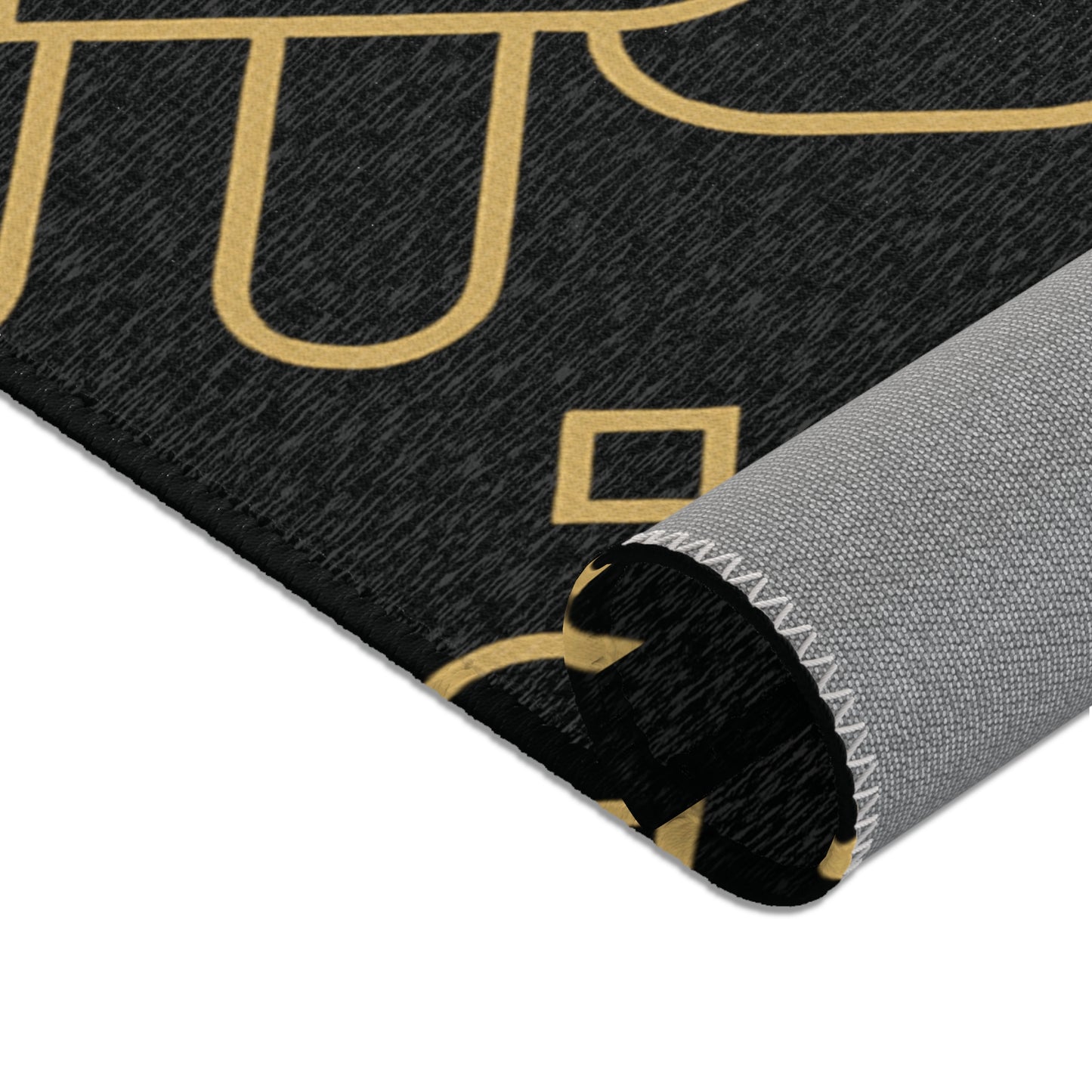 Cryptify Area Rug – LMX Signature Black & Gold Geometric Design
