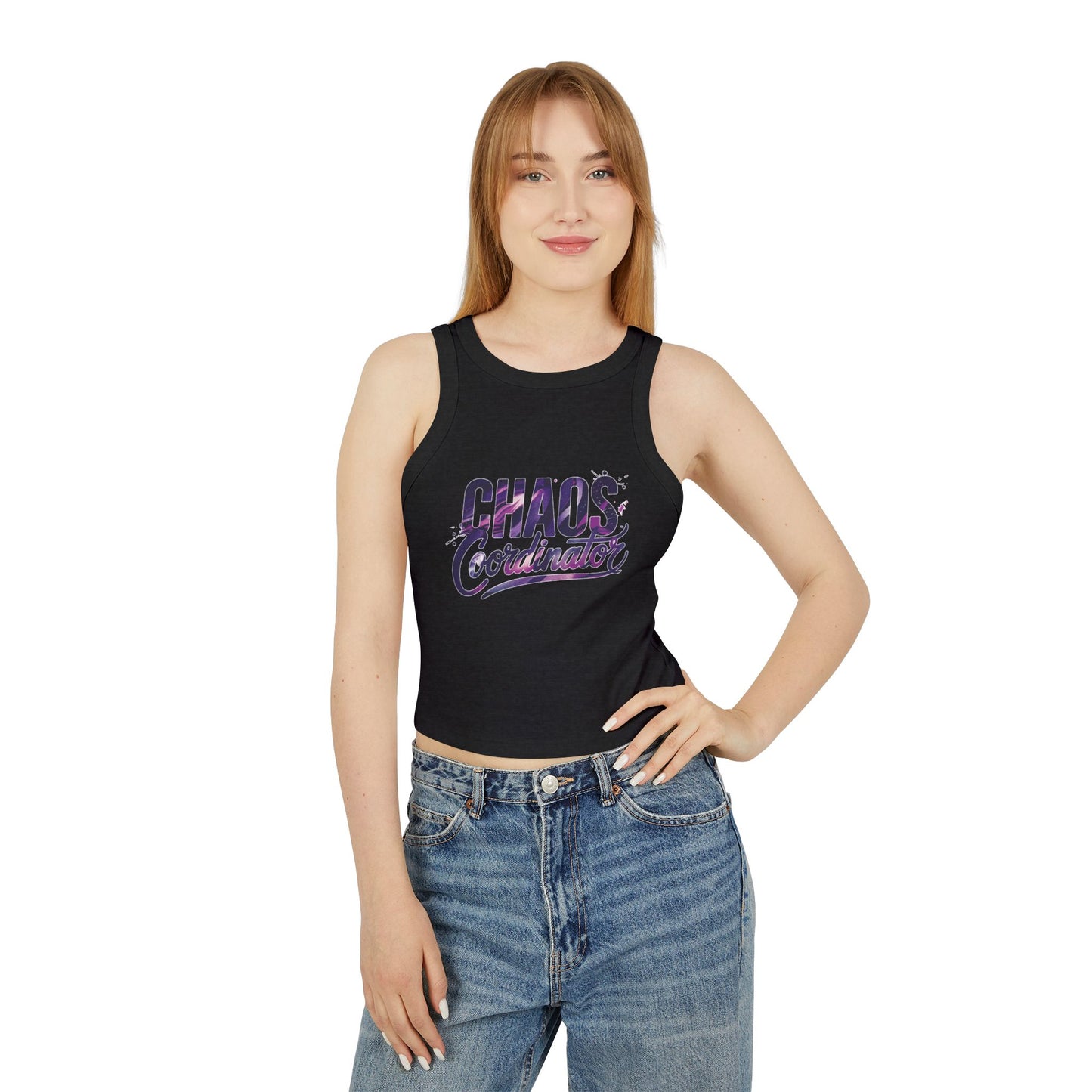LMX Designs Chaos Coordinator Racer Tank Top - Women's Micro Rib Crop Top