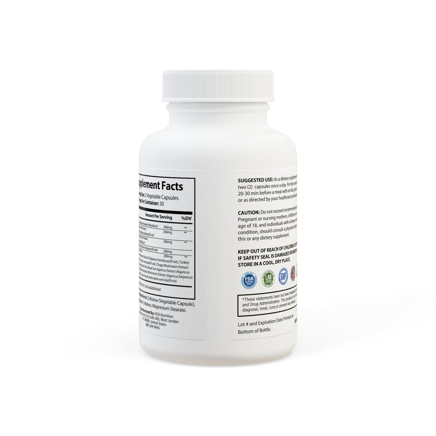 LMX Vitality Mushroom Blend Supplement (60 Capsules) – Daily Immune, Focus & Energy Support
