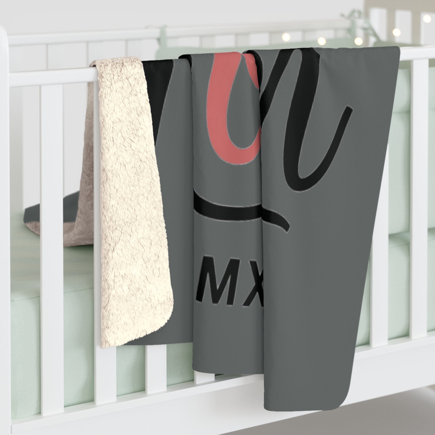 LMX Designs-Sherpa Fleece Blanket - Boy Mom Dark Gray