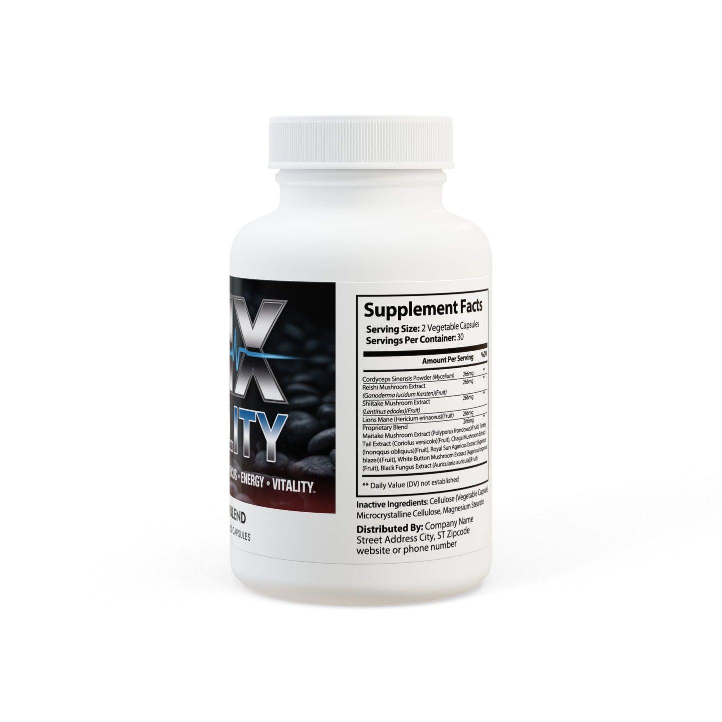 LMX Vitality Mushroom Blend Supplement (60 Capsules) – Daily Immune, Focus & Energy Support