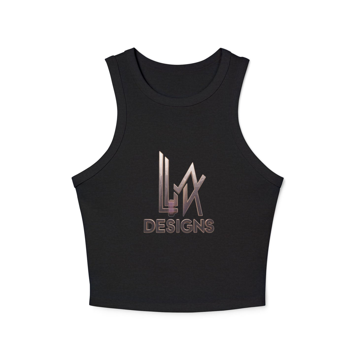 LMX Designs Women’s Microfiber Racer Tank Top – 3D Glowing Metallic Logo