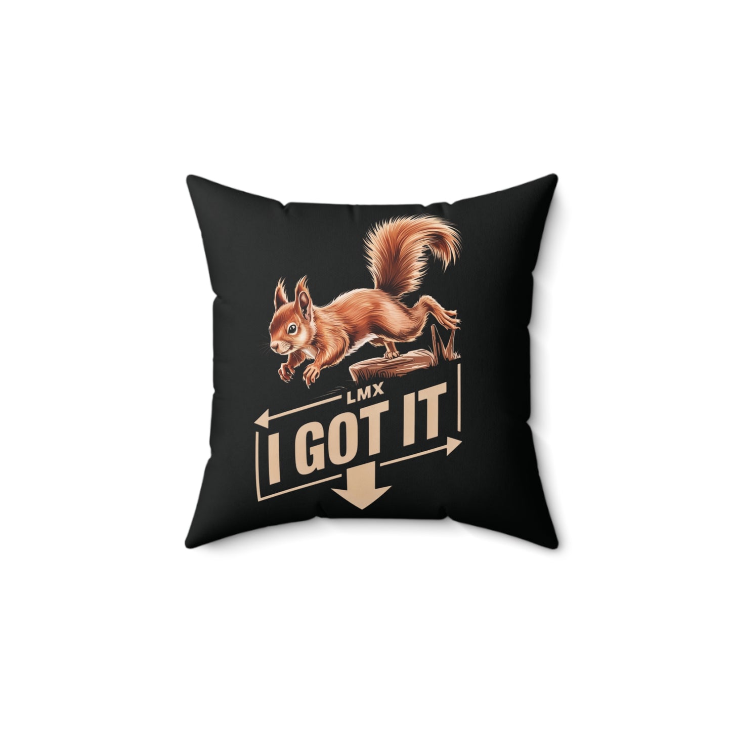 Squirrel Square Pillow - "I Got It" Decorative Cushion for Fun Home Decor