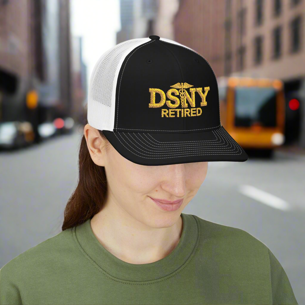 LMX “DSNY Retired” Snapback Trucker Cap – Embroidered Hat for New York City Sanitation Veterans | New York’s Strongest Apparel