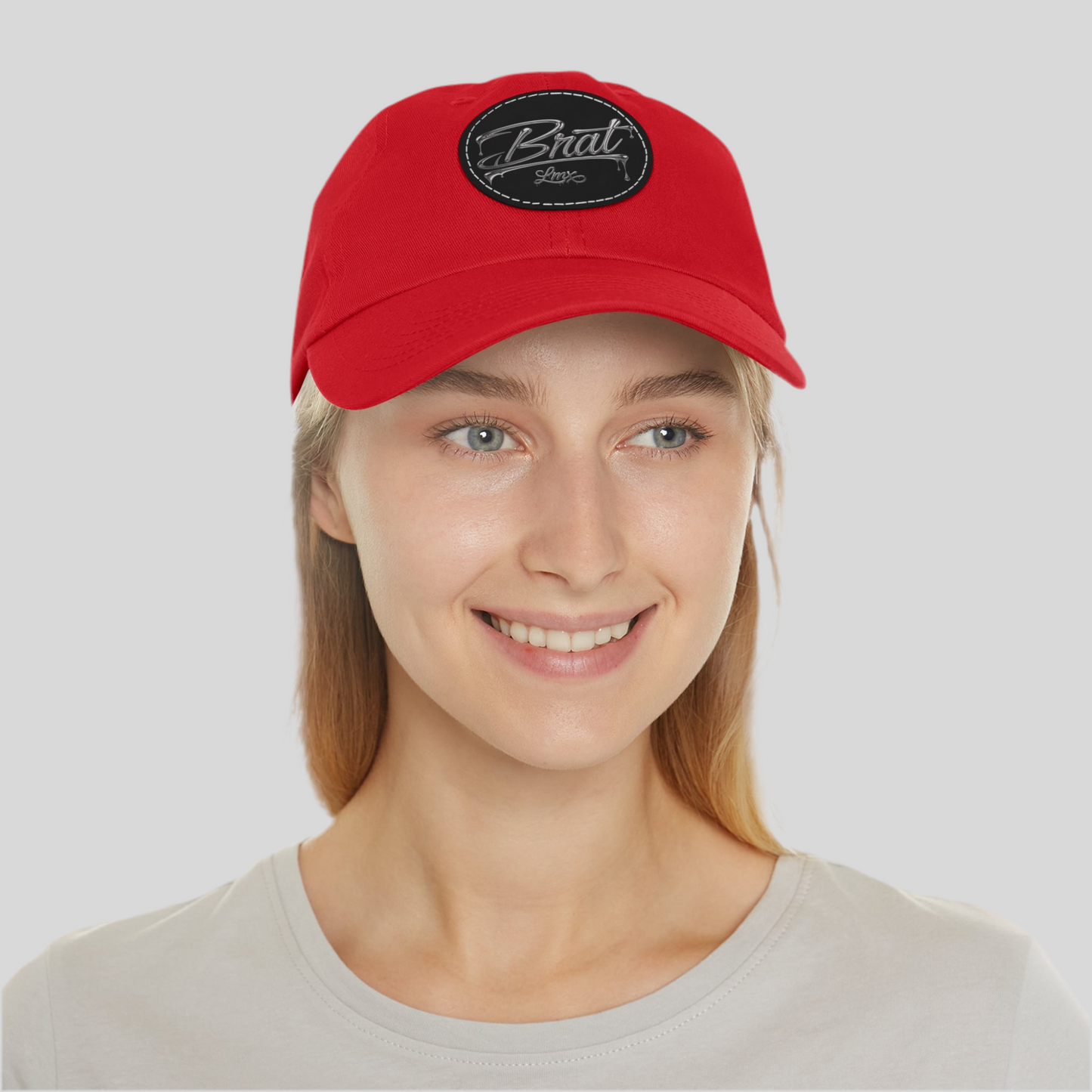 Brat LMX Chrome Script Women’s Dad Hat – Red