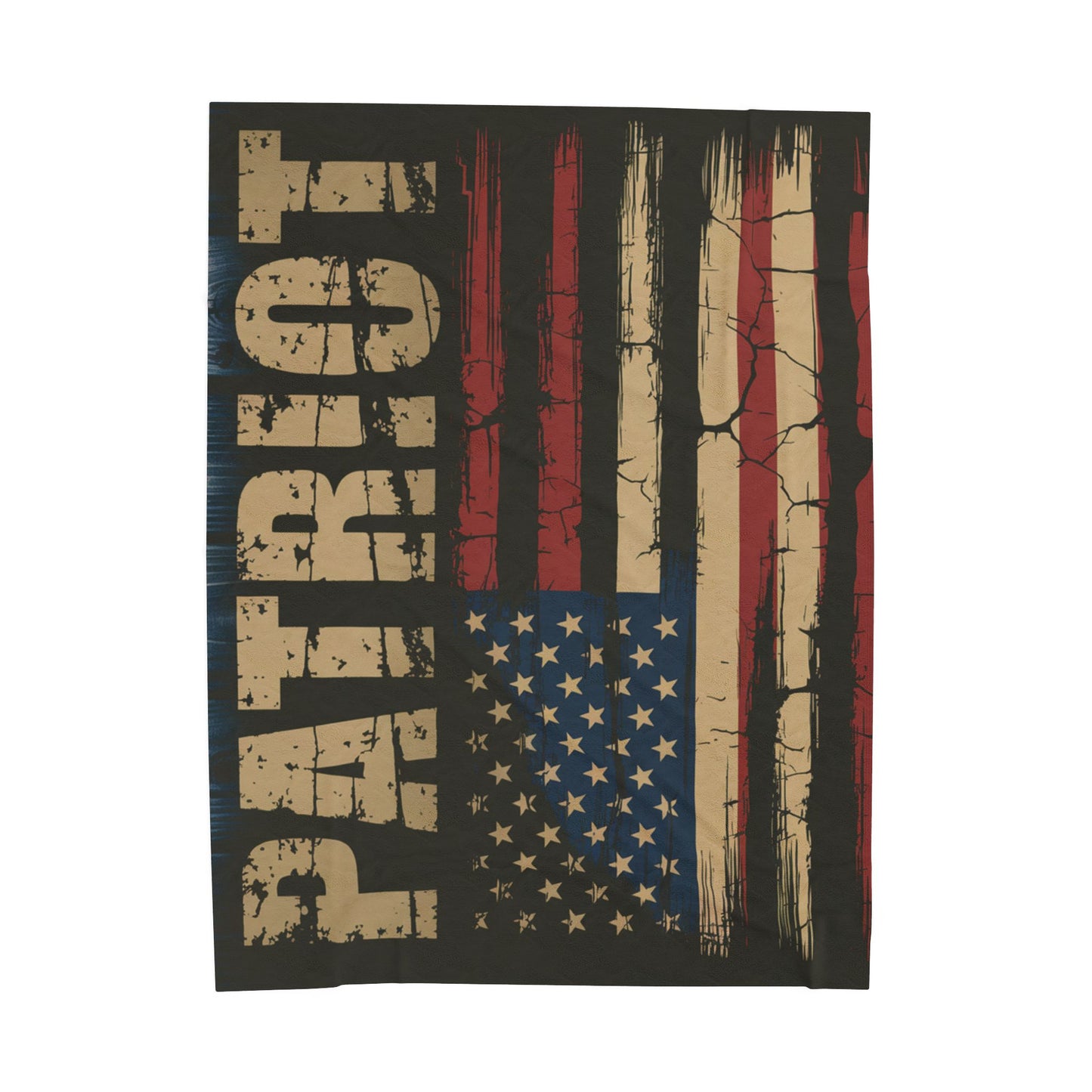 LMX- Patriot distressed American flag Velveteen Plush Blanket