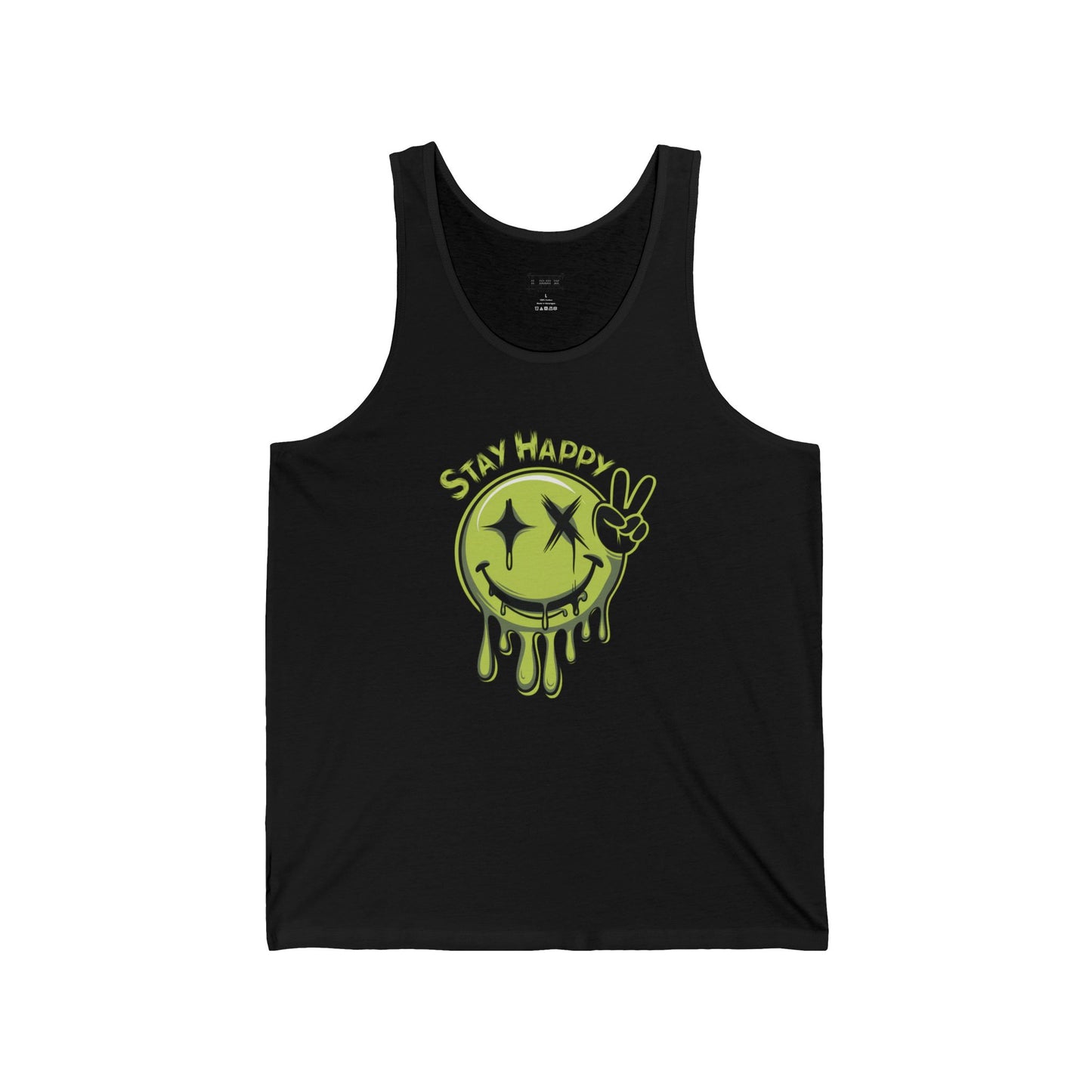 LMX- Stay Happy Unisex Tank Top- Fun and Trendy Graphic Tee for Summer Vibes