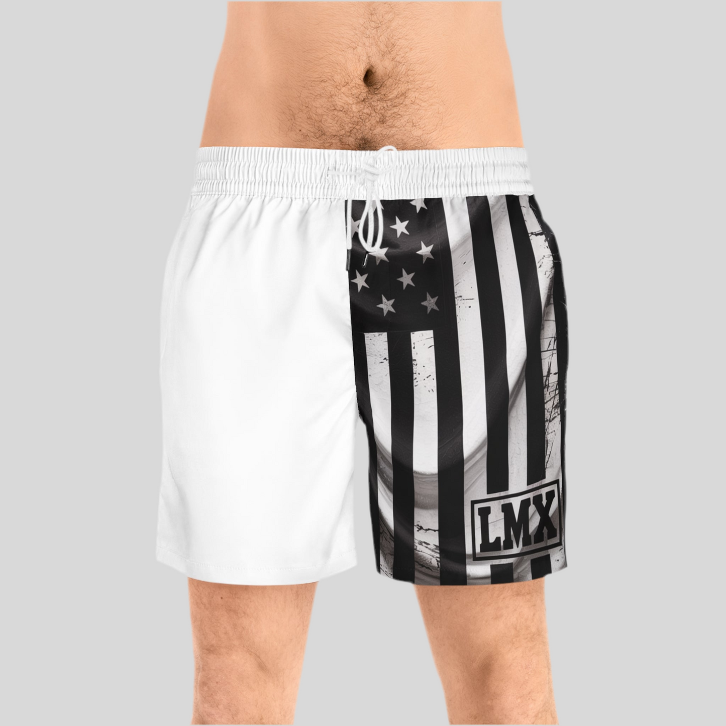Men’s Mid-Length Swim Shorts (AOP) – American Distress Edition