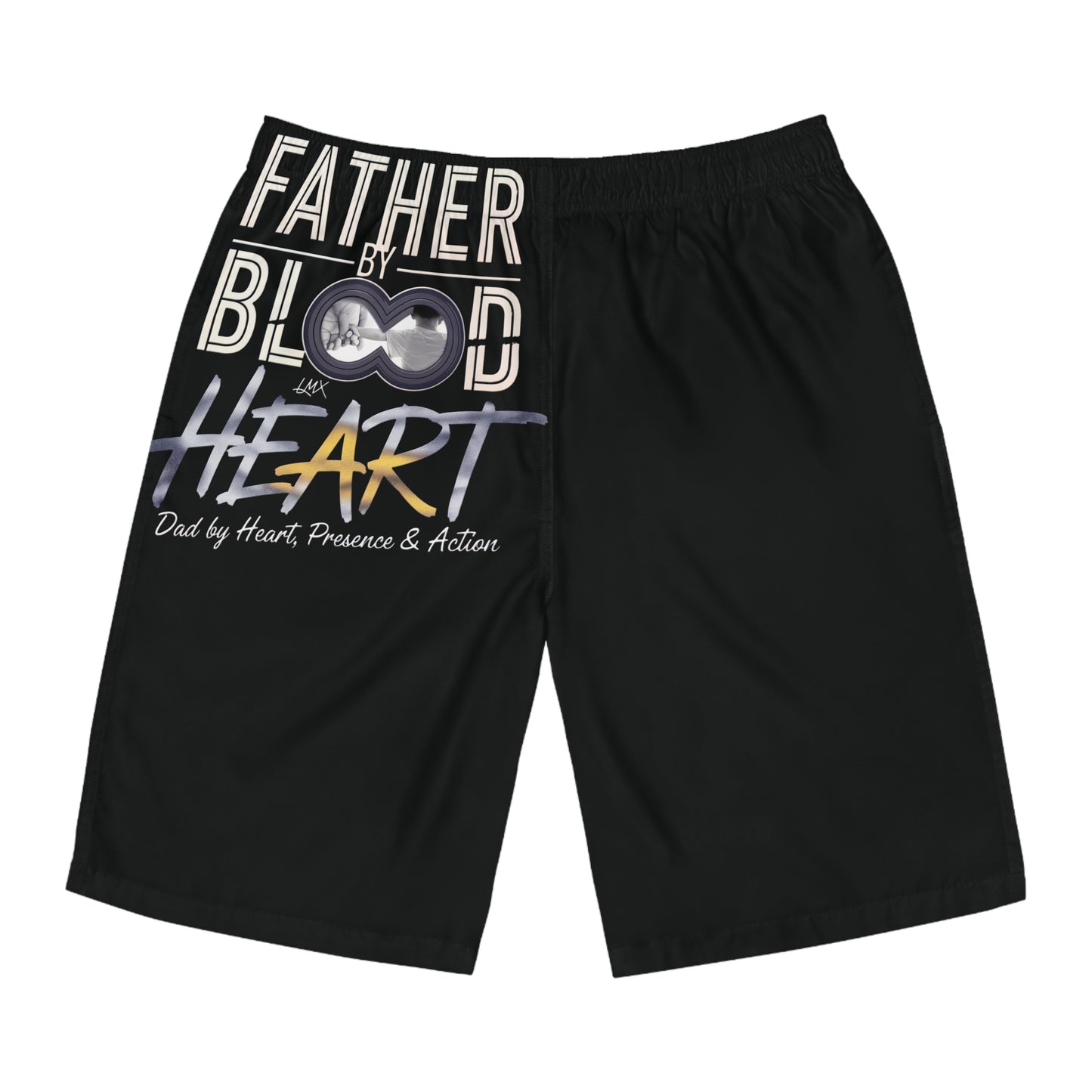 LMX Designs Men’s Trunks Legacy Fatherhood Board Shorts with Bold Artistic Design