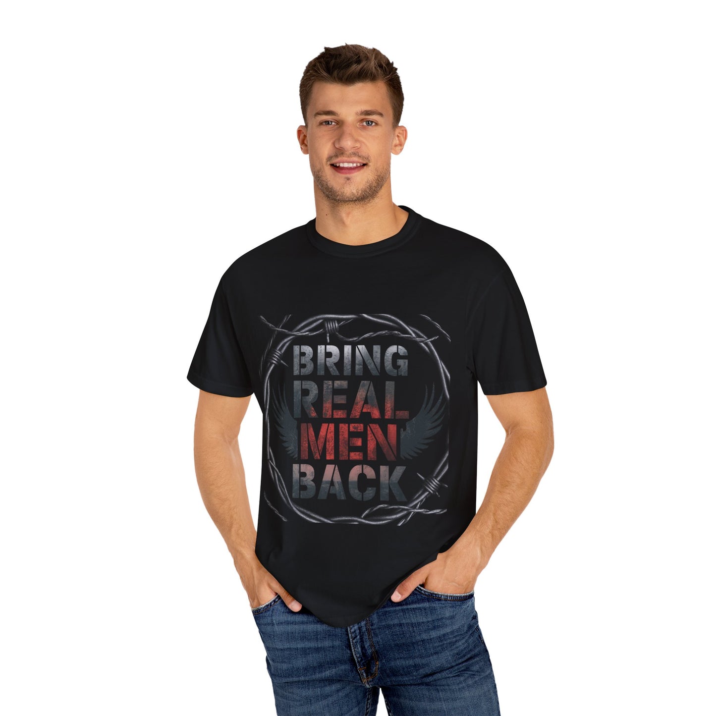 LMX-Bring Real Men Back” Garment-Dyed Unisex Tee – Black Label Exclusive