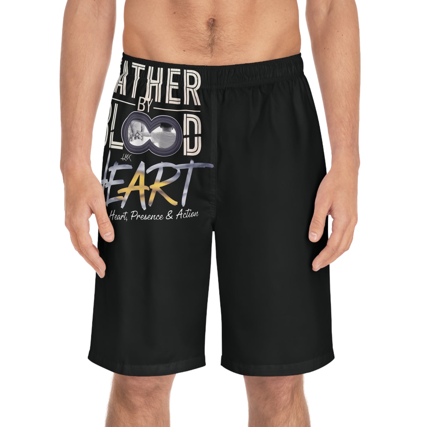 LMX Designs Men’s Trunks Legacy Fatherhood Board Shorts with Bold Artistic Design