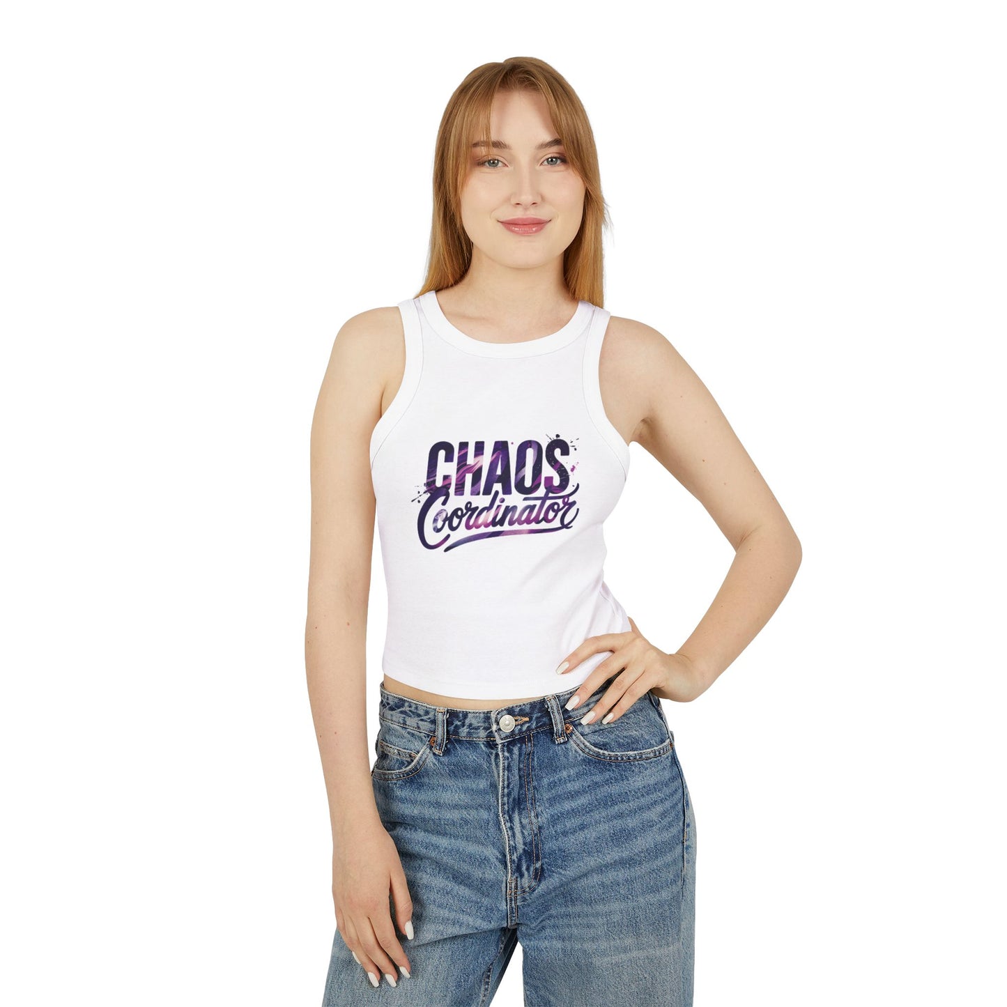 LMX Designs Chaos Coordinator Racer Tank Top - Women's Micro Rib Crop Top