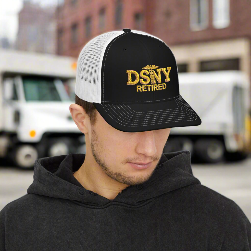 LMX “DSNY Retired” Snapback Trucker Cap – Embroidered Hat for New York City Sanitation Veterans | New York’s Strongest Apparel