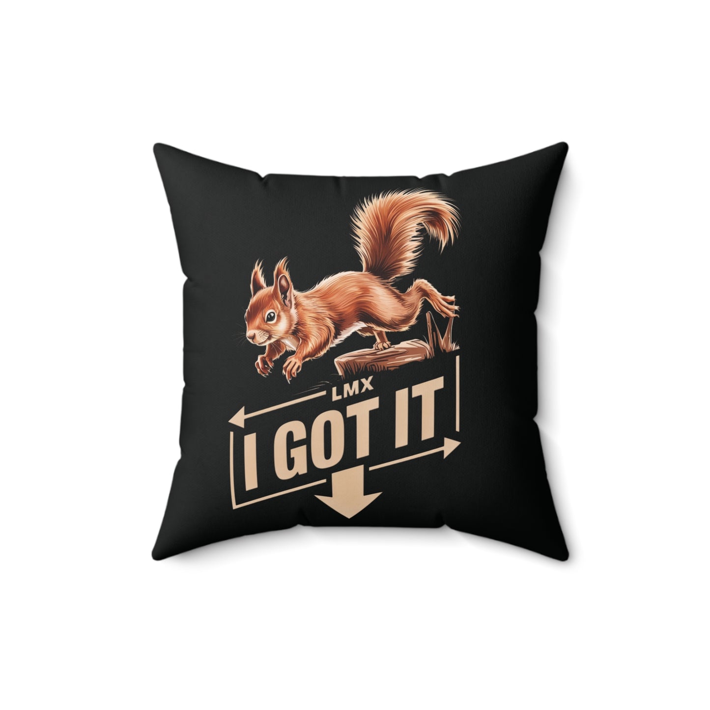 Squirrel Square Pillow - "I Got It" Decorative Cushion for Fun Home Decor