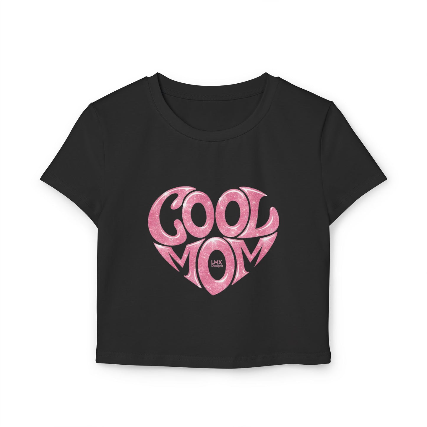 LMX-Baby Tee - Cool Mom Heart Graphic Crop Top