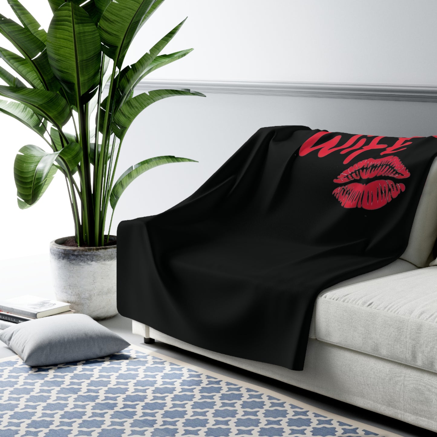 Bratty Wife Lip Print Fleece Blanket – Bold, Flirty, and Unapologetic