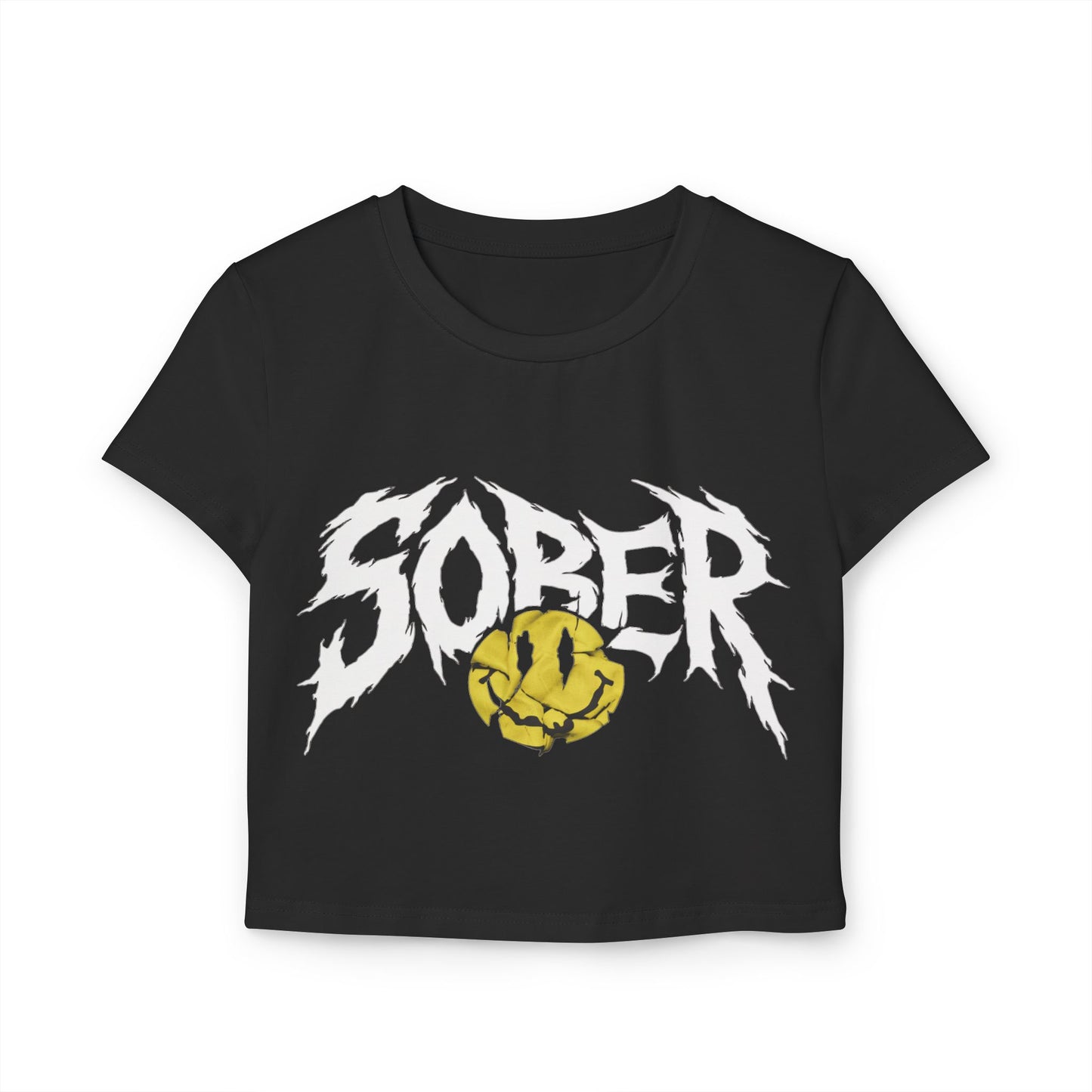 Crop Top Tee - “Sober” Smiley Face Baby Girl Design by LMX Designs
