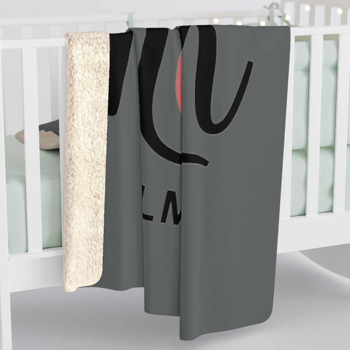 LMX Designs-Sherpa Fleece Blanket - Boy Mom Dark Gray