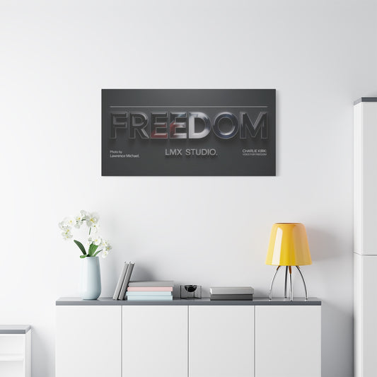 FREEDOM — Charlie Kirk: Voice for Freedom | LMX Studio Signature Canvas (48×24 Horizontal)