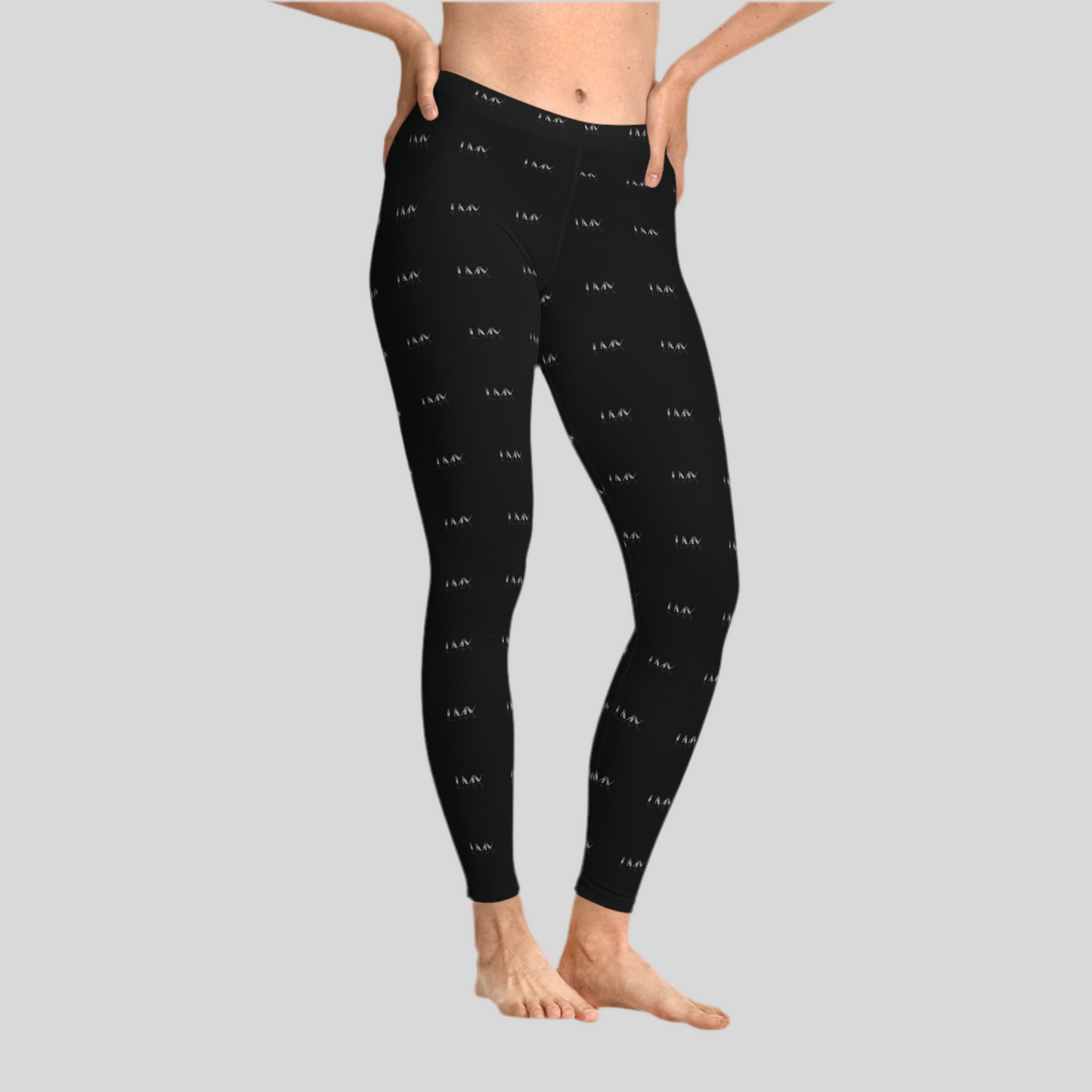 LMX All-Over Print Black Leggings – Elegance in Motion