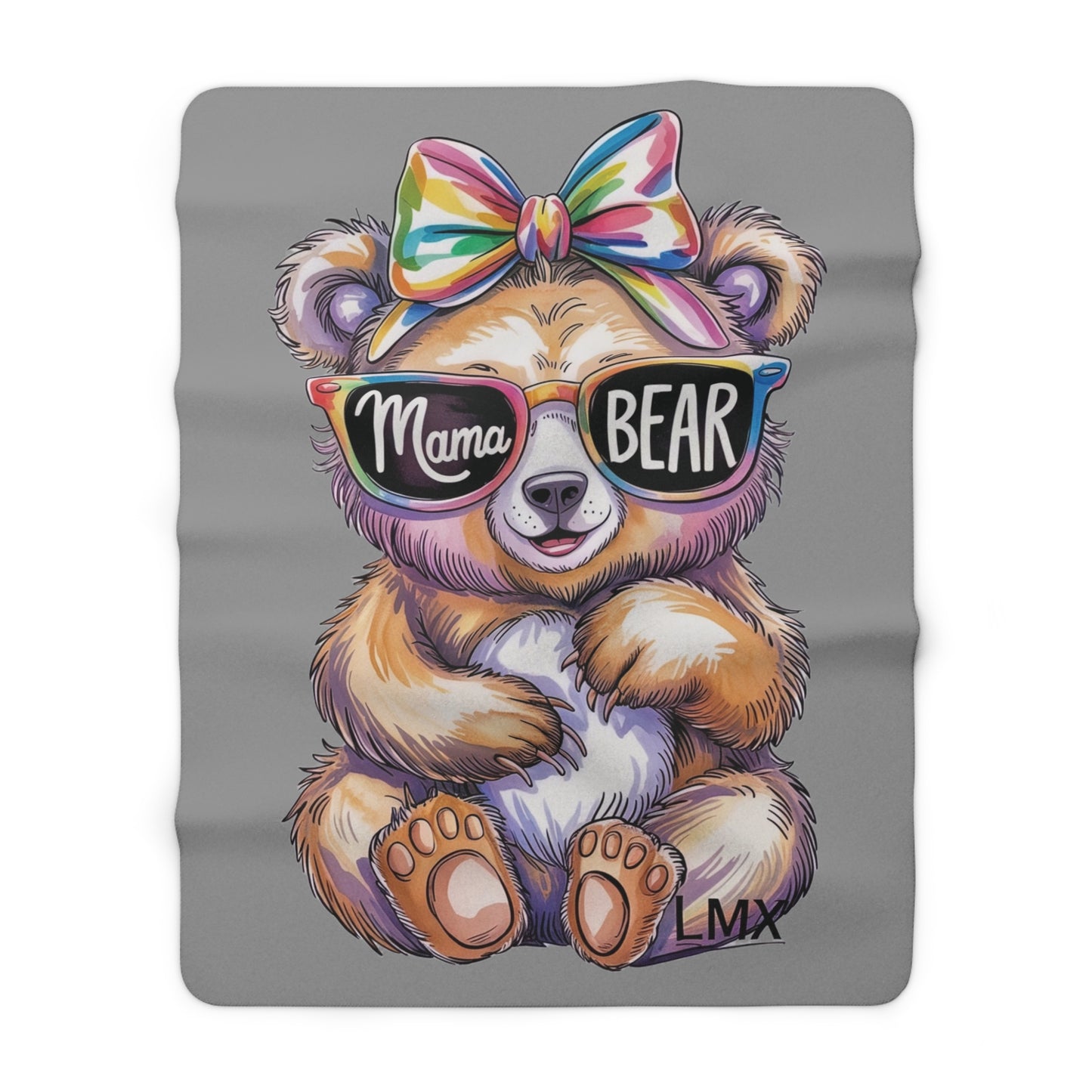 LMX Designs- Cozy Mama Bear Sherpa Fleece Blanket - Cute Gift for Moms