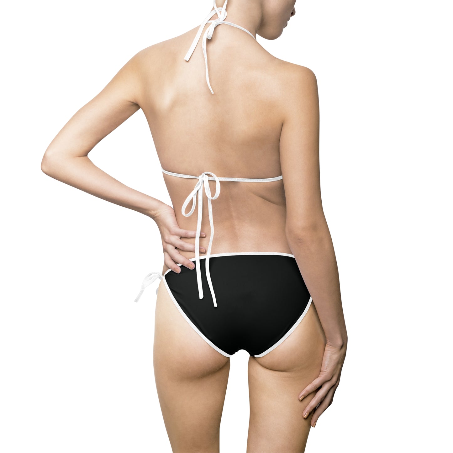 LMX Designs Splash Paint Logo. All Black Women’s Bikini Swimsuit – Chic Logo Style for Summer Beach Days and Pool Parties