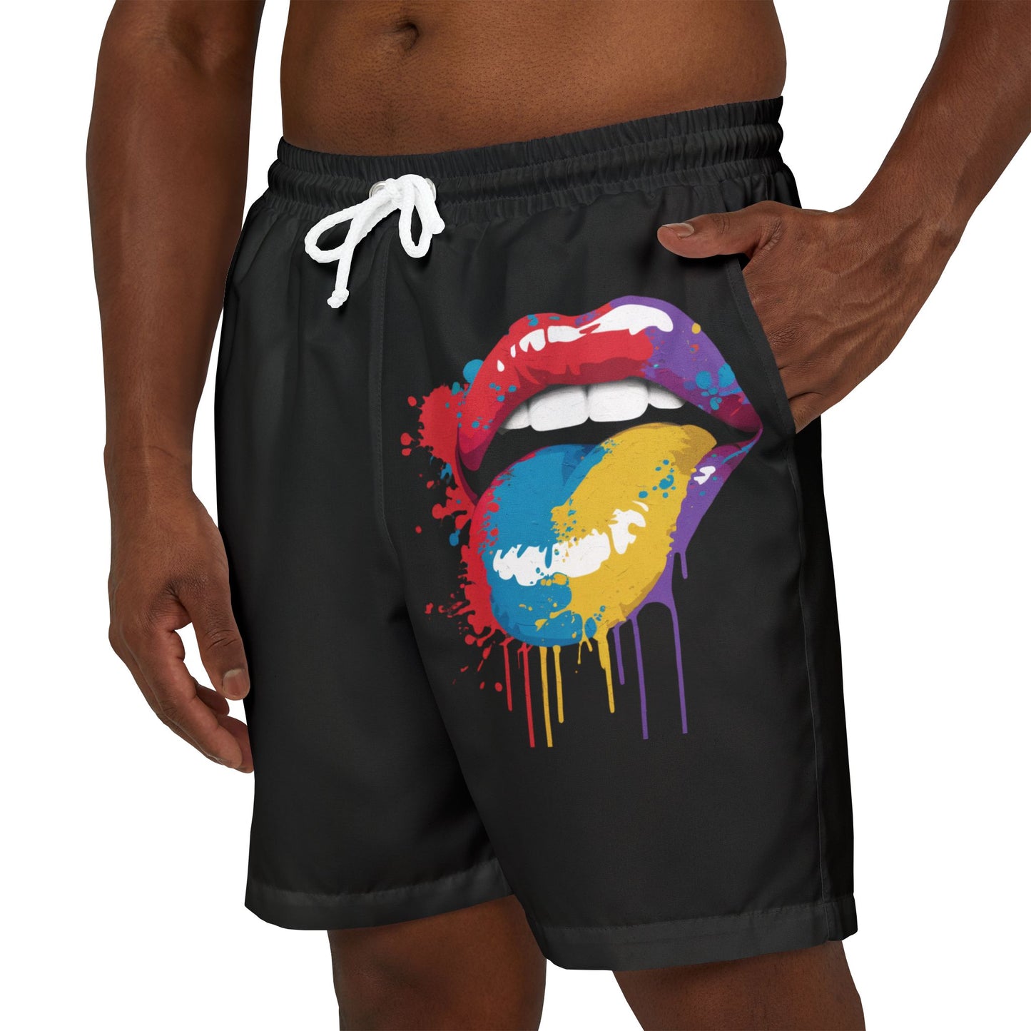 LMX “Splash Colorful Lips” Men’s Swim Shorts – Bold, Artistic, and Eye-Catching