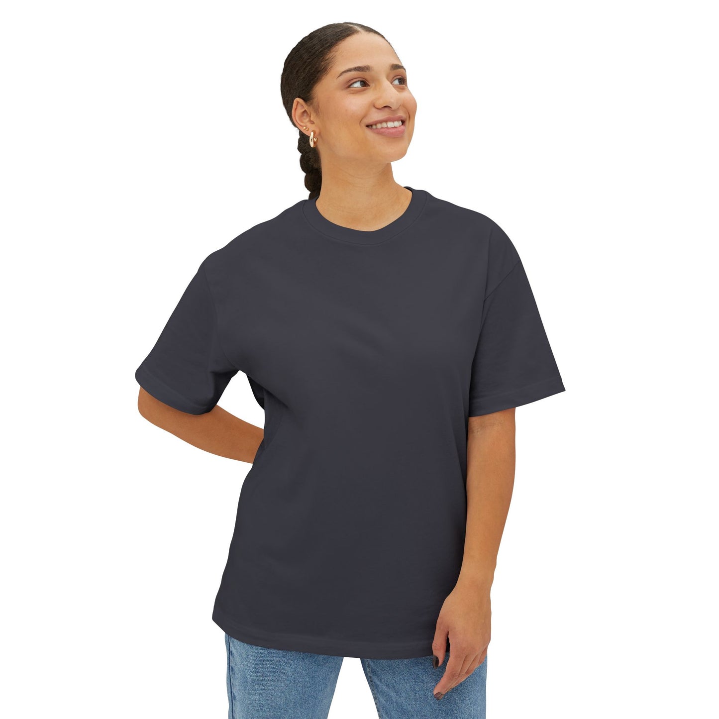 Navy Gray Unisex Oversized Boxy Tee – LMX Death Metal Grunge Design