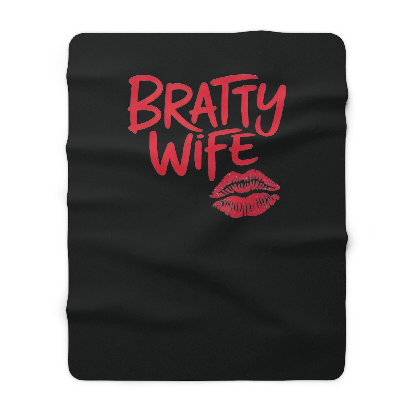 Bratty Wife Lip Print Fleece Blanket – Bold, Flirty, and Unapologetic