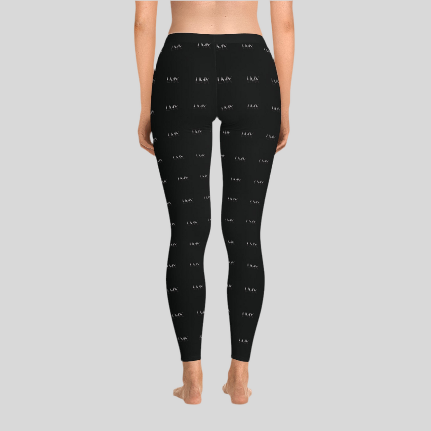 LMX All-Over Print Black Leggings – Elegance in Motion