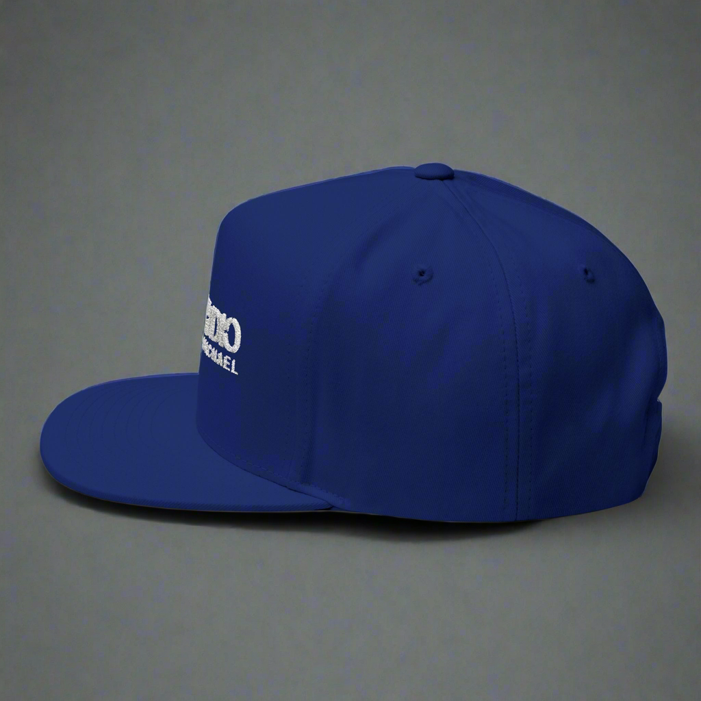 LMX Studio Lawrence Michael Embroidered Snapback Hat – Flat Bill Cap in Black and Royal Blue