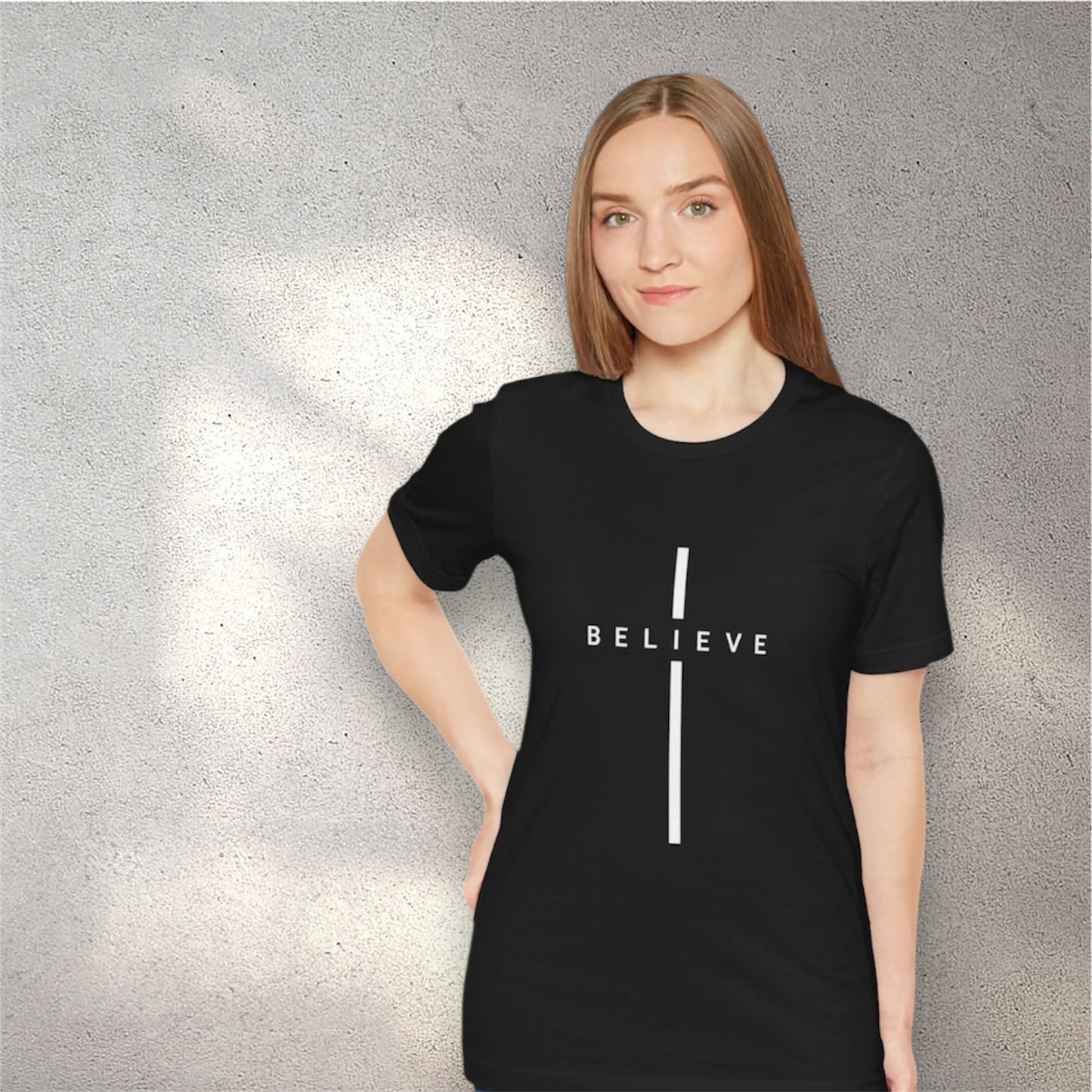 LMX Studio “BELIEVE” Cross Tee – Minimalist Streetwear Message Tee